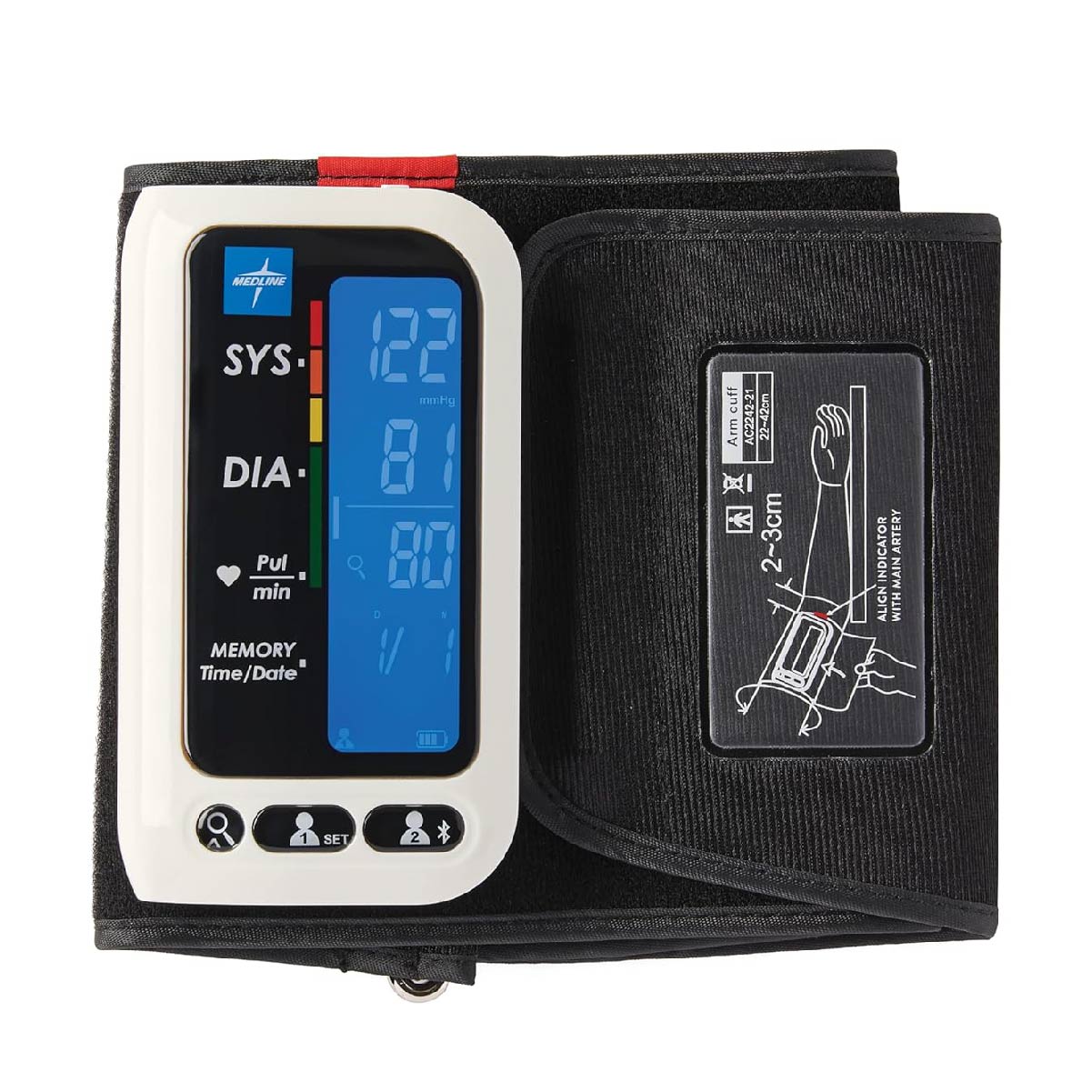 Medline Bluetooth Blood Pressure Monitor, Attached Universal Upper Arm Cuff