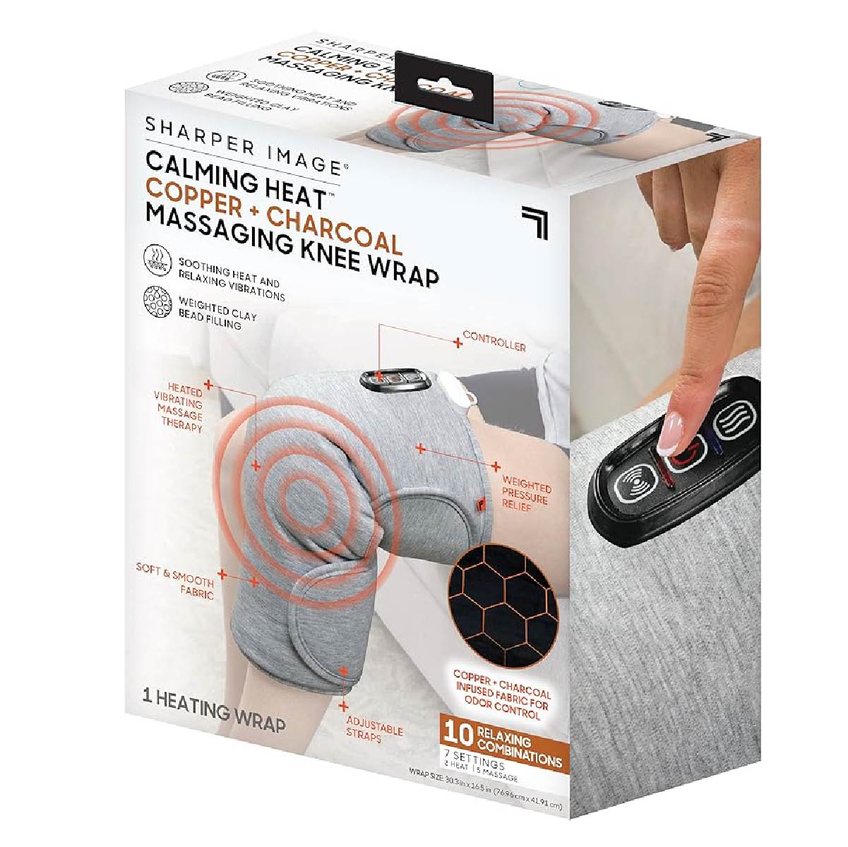 Calming Heat Knee Wrap by Sharper Image Personal Electric Heating Pad