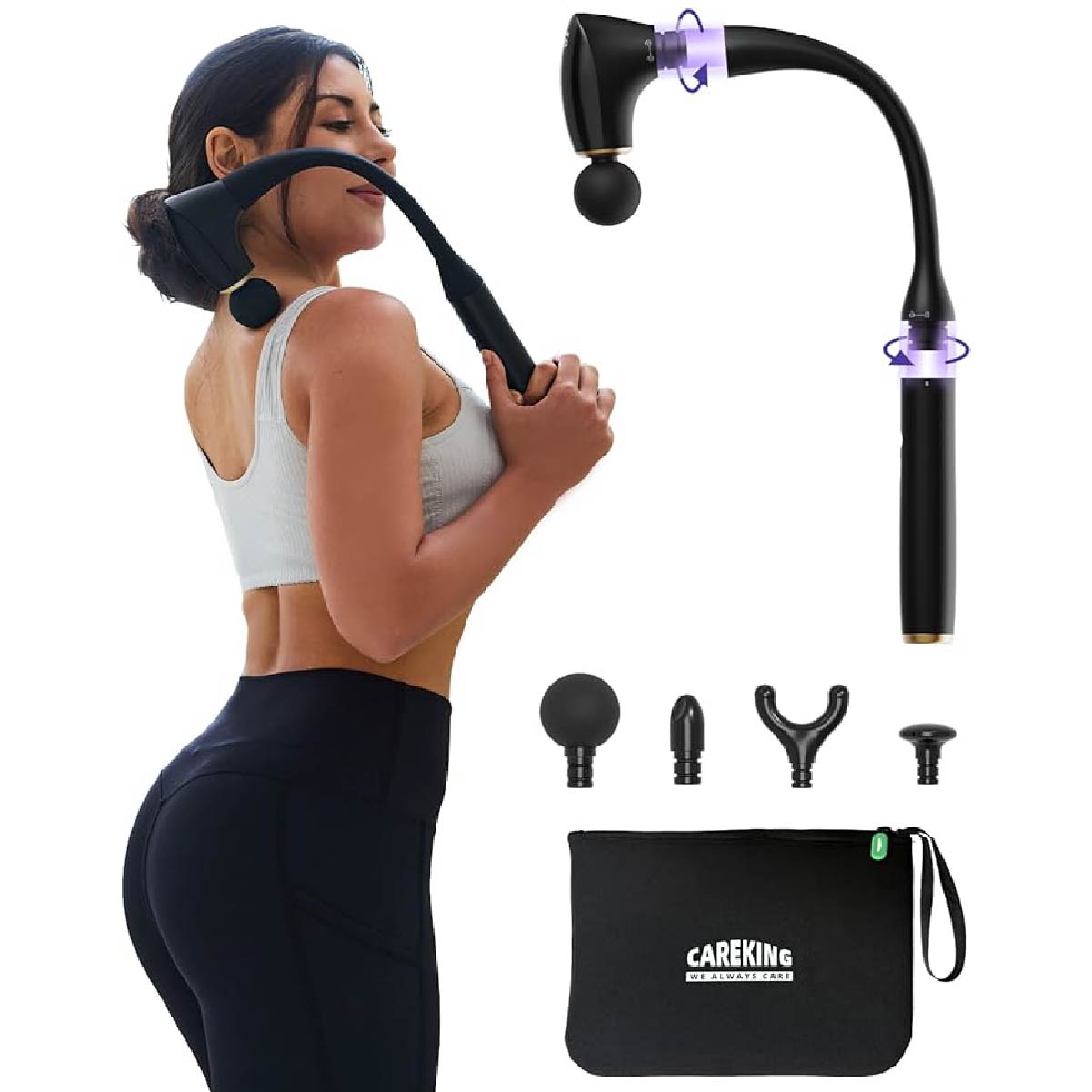 Detachable Percussion Massage Gun with Extension Handle